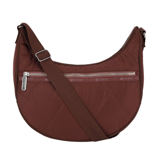 QUILT ZIP TOTE - 壓紋半月包 - 可可菱格壓紋