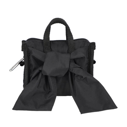 BOW MICRO BAG 蝴蝶結造型兩用手提包 - 黑緞蝴蝶