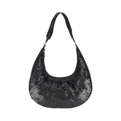 SEQUIN ROUND SHOULDER 亮片肩背包 - 霧黑亮片