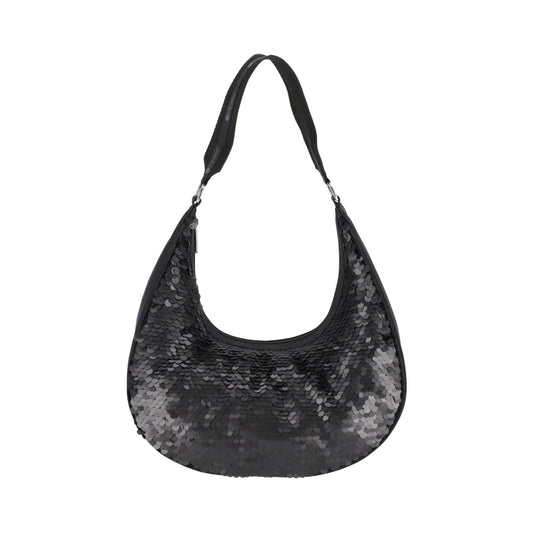 SEQUIN ROUND SHOULDER 亮片肩背包 - 霧黑亮片