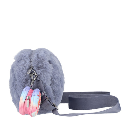 PUFFY CUBE CROSSBODY 毛毛斜背方包 - CARE BEARS 雲絨灰