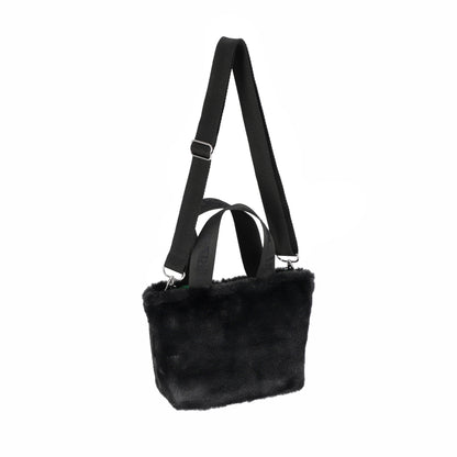 FUR E/W TOTE 毛絨斜背托特兩用包 - 經典黑