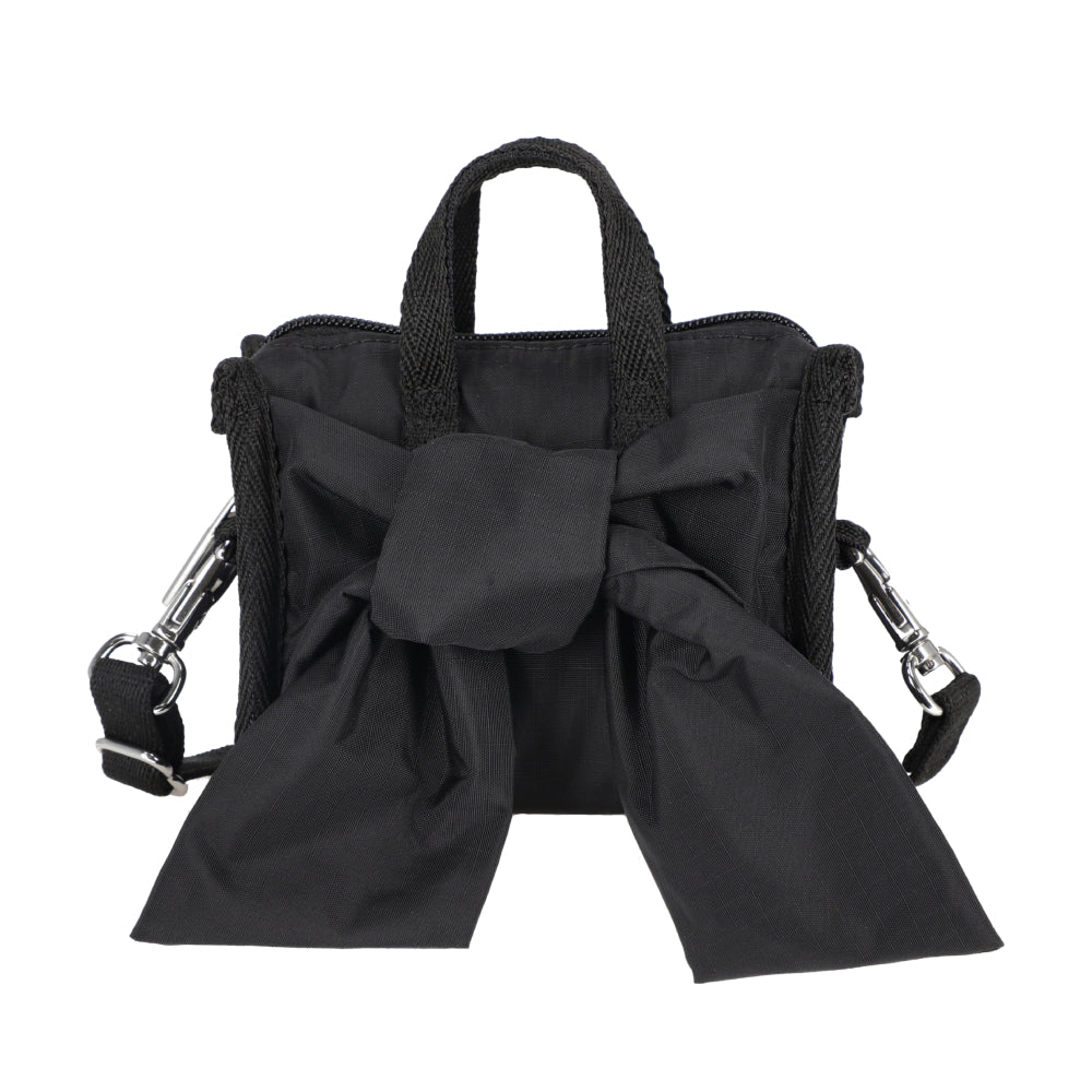 BOW MICRO BAG 蝴蝶結造型兩用手提包 - 黑緞蝴蝶
