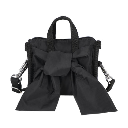 BOW MICRO BAG 蝴蝶結造型兩用手提包 - 黑緞蝴蝶