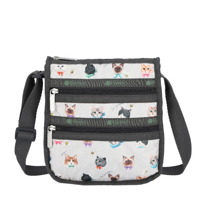 MEDIUM 3-ZIP CROSSBODY 中型三層拉鍊斜背包 - 俏皮貓咪