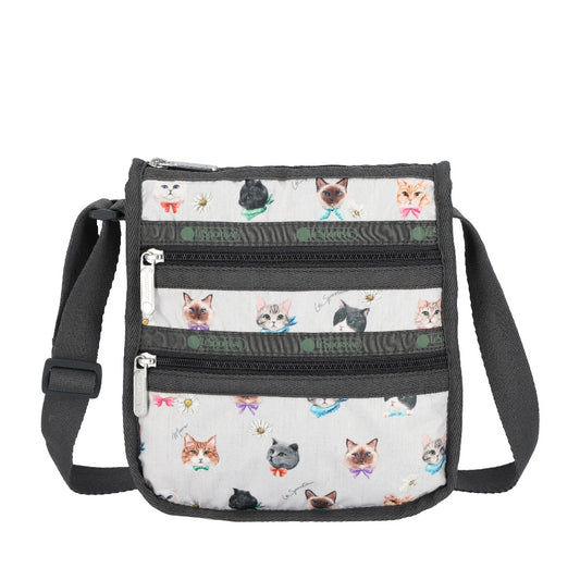 MEDIUM 3-ZIP CROSSBODY 中型三層拉鍊斜背包 - 俏皮貓咪