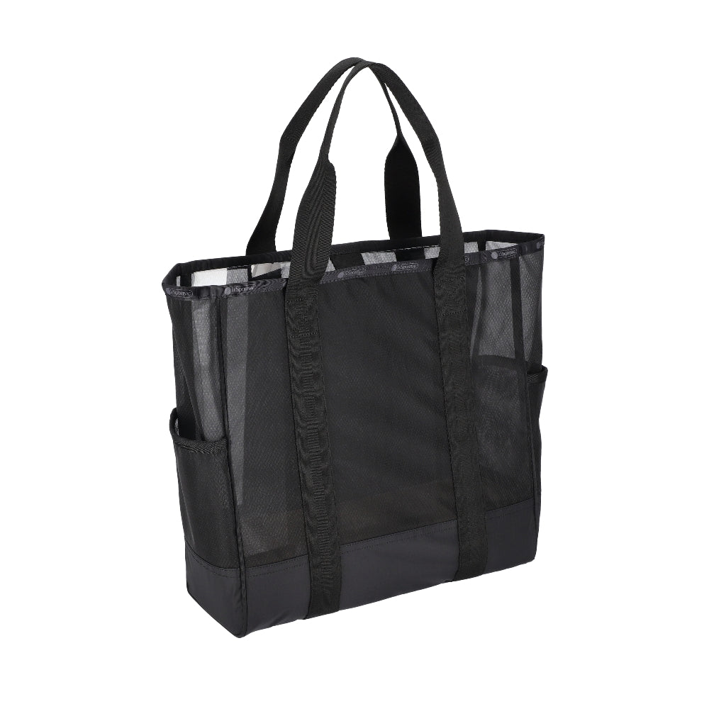 SHEER LARGE OPEN TOTE 半透明大型托特包 - 黑色透紗