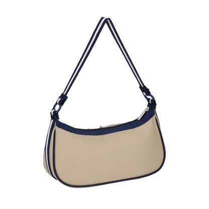 DOUBLE POCKET SHOULDER BAG 雙口袋肩背包 - 滾邊海軍藍
