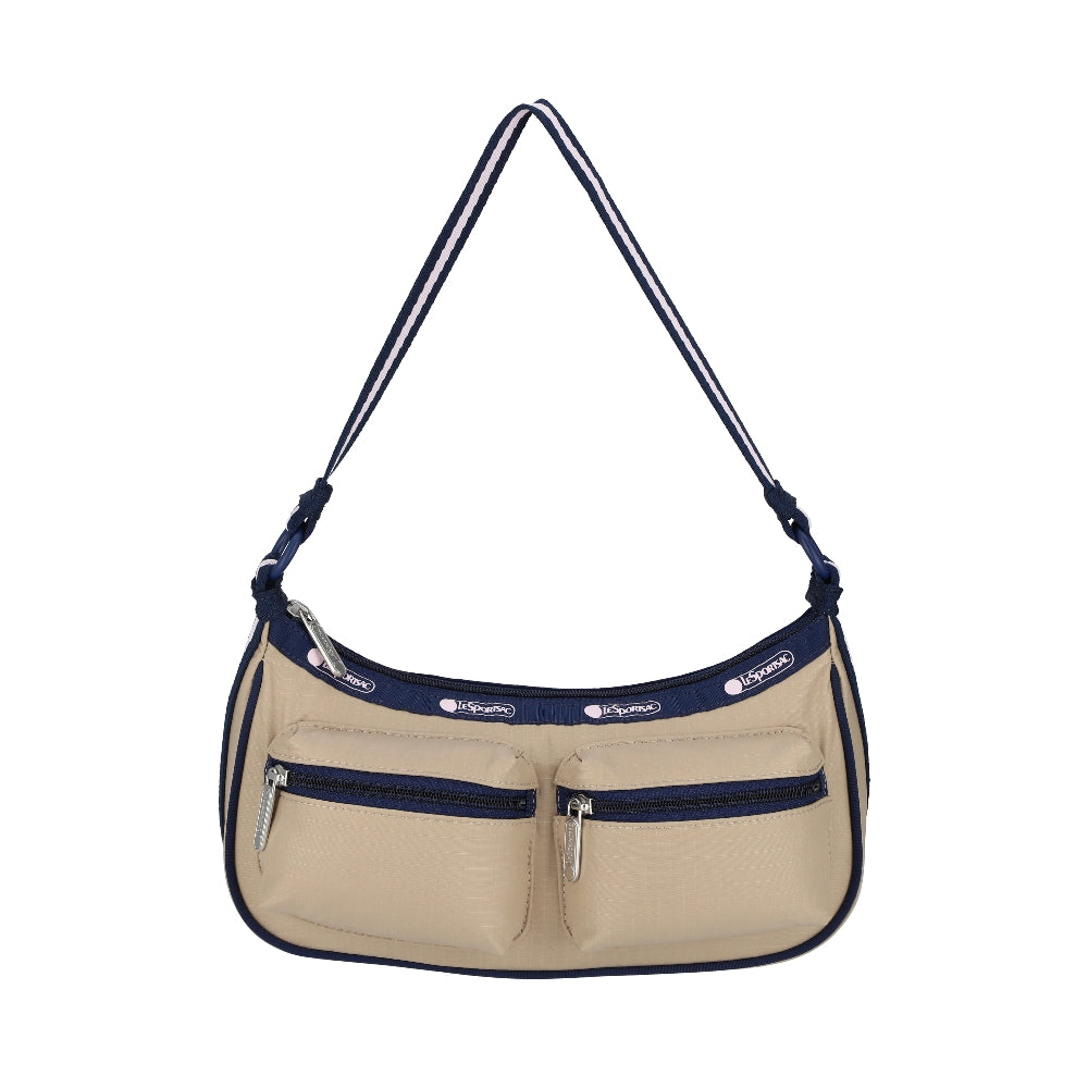 DOUBLE POCKET SHOULDER BAG 雙口袋肩背包 - 滾邊海軍藍
