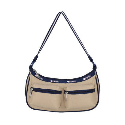 DOUBLE POCKET SHOULDER BAG 雙口袋肩背包 - 滾邊海軍藍