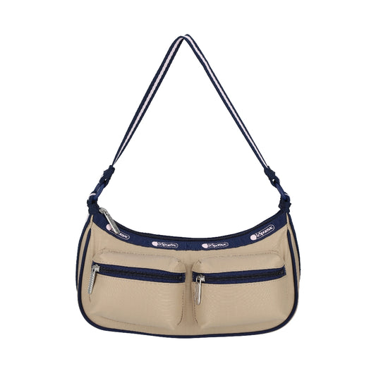 DOUBLE POCKET SHOULDER BAG 雙口袋肩背包 - 滾邊海軍藍