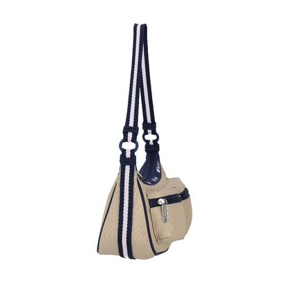 DOUBLE POCKET SHOULDER BAG 雙口袋肩背包 - 滾邊海軍藍