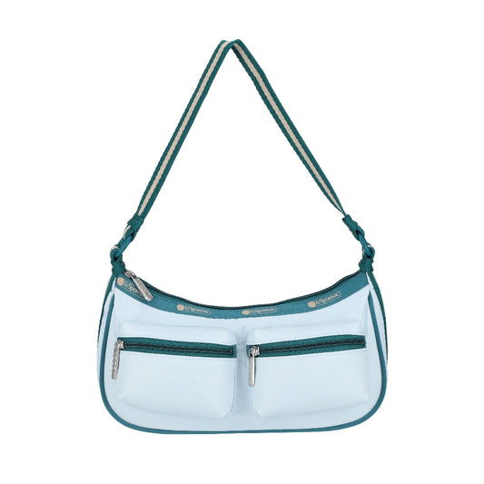 DOUBLE POCKET SHOULDER BAG 雙口袋肩背包 - 滾邊晴空藍