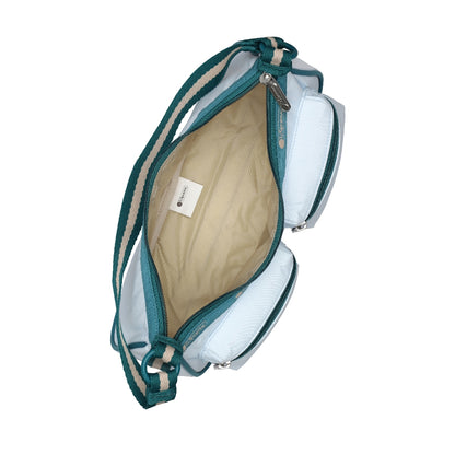 DOUBLE POCKET SHOULDER BAG 雙口袋肩背包 - 滾邊晴空藍