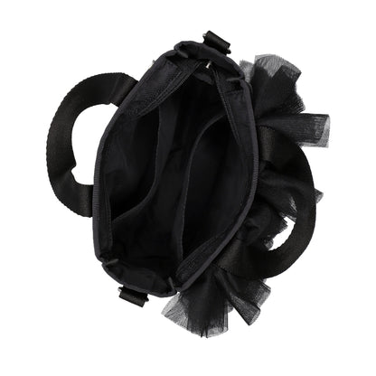 RUFFLE MINI N/S TOTE 迷你直式托特包 - 黑蕾絲荷葉滾邊