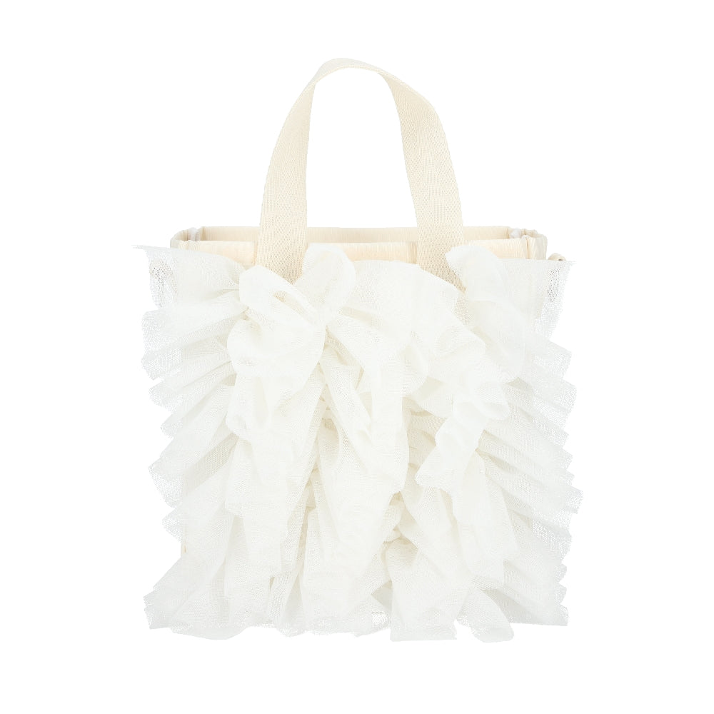 RUFFLE MINI N/S TOTE 迷你直式托特包 - 白蕾絲荷葉滾邊