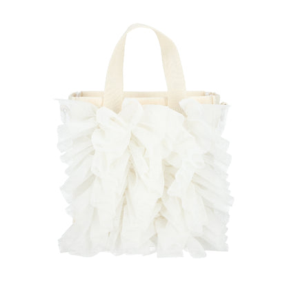 RUFFLE MINI N/S TOTE 迷你直式托特包 - 白蕾絲荷葉滾邊