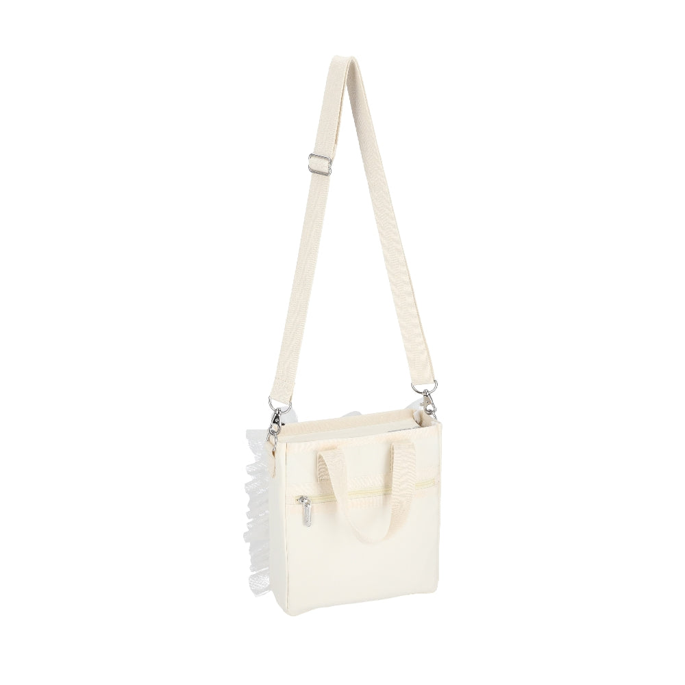 RUFFLE MINI N/S TOTE 迷你直式托特包 - 白蕾絲荷葉滾邊