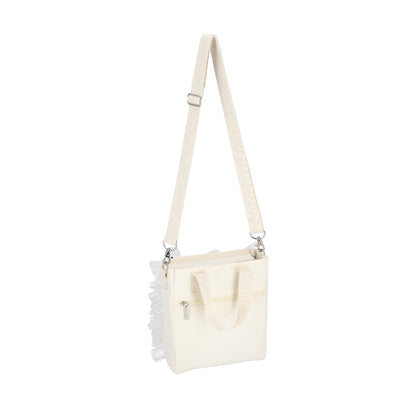 RUFFLE MINI N/S TOTE 迷你直式托特包 - 白蕾絲荷葉滾邊