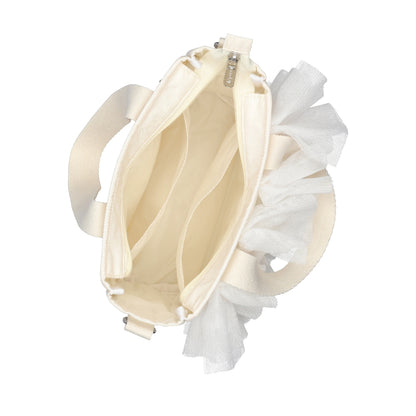 RUFFLE MINI N/S TOTE 迷你直式托特包 - 白蕾絲荷葉滾邊
