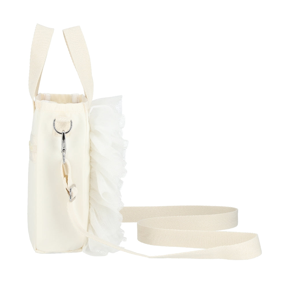 RUFFLE MINI N/S TOTE 迷你直式托特包 - 白蕾絲荷葉滾邊