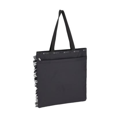 RUFFLE LG EMERALD TOTE 大型直立托特包 - 黑蕾絲荷葉滾邊