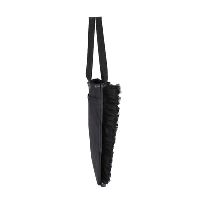 RUFFLE LG EMERALD TOTE 大型直立托特包 - 黑蕾絲荷葉滾邊