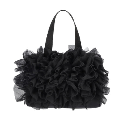RUFFLE EVERYDAY SM SATCHEL 日常手提兩用包 - 黑蕾絲荷葉滾邊