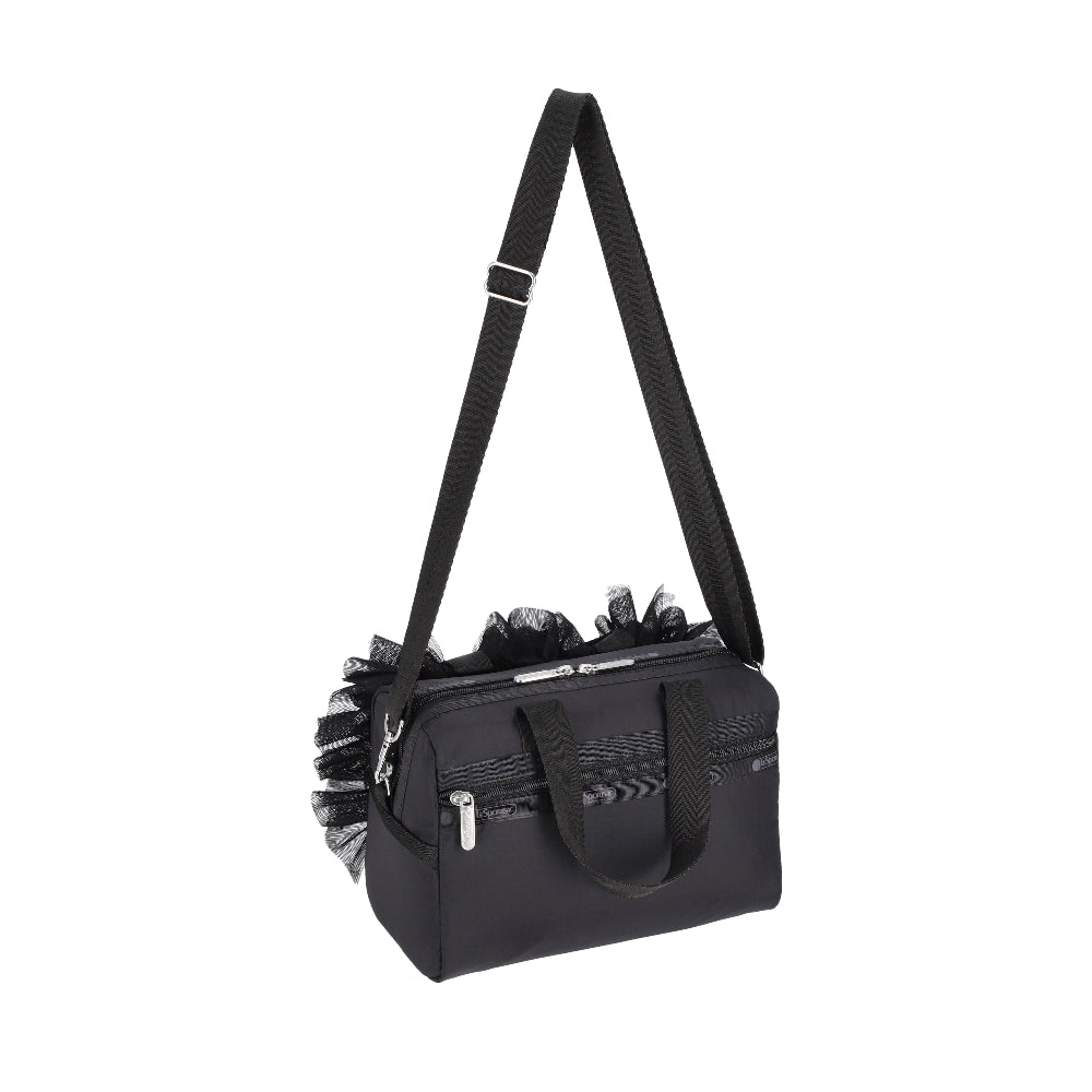RUFFLE EVERYDAY SM SATCHEL 日常手提兩用包 - 黑蕾絲荷葉滾邊