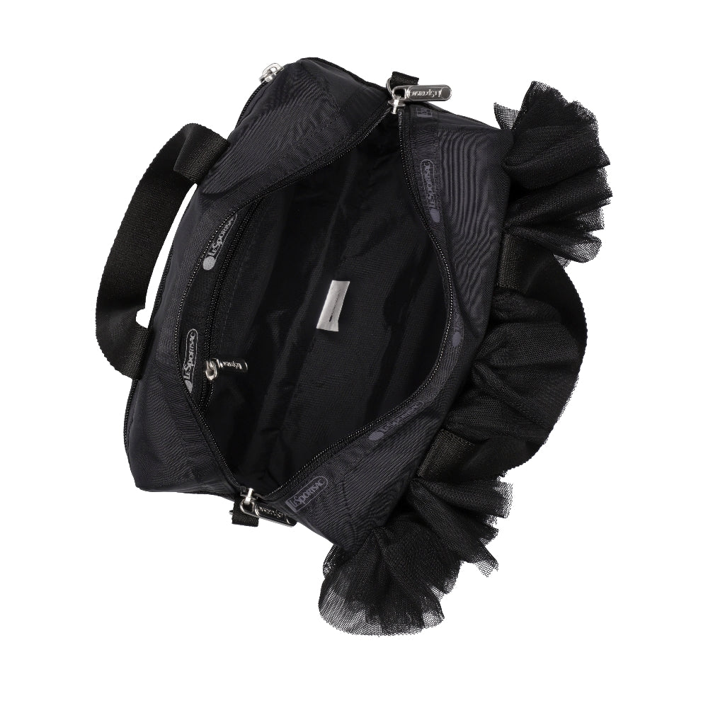 RUFFLE EVERYDAY SM SATCHEL 日常手提兩用包 - 黑蕾絲荷葉滾邊