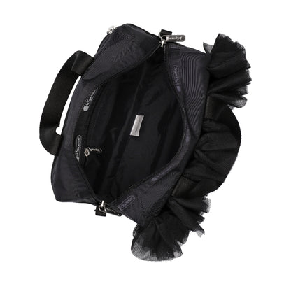 RUFFLE EVERYDAY SM SATCHEL 日常手提兩用包 - 黑蕾絲荷葉滾邊