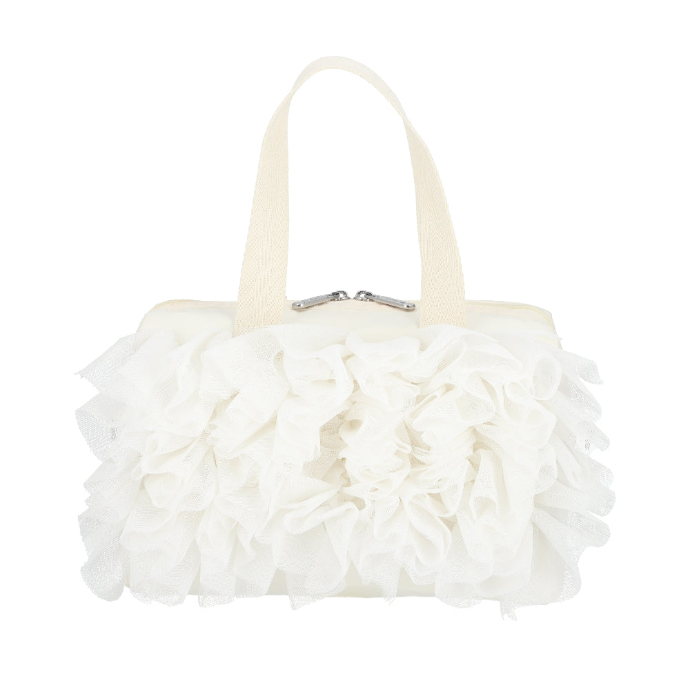 RUFFLE EVERYDAY SM SATCHEL 日常手提兩用包 - 白蕾絲荷葉滾邊