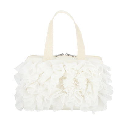 RUFFLE EVERYDAY SM SATCHEL 日常手提兩用包 - 白蕾絲荷葉滾邊