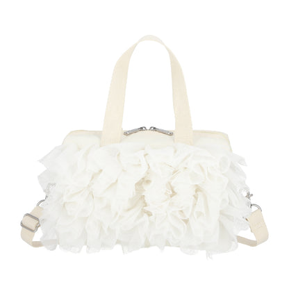 RUFFLE EVERYDAY SM SATCHEL 日常手提兩用包 - 白蕾絲荷葉滾邊