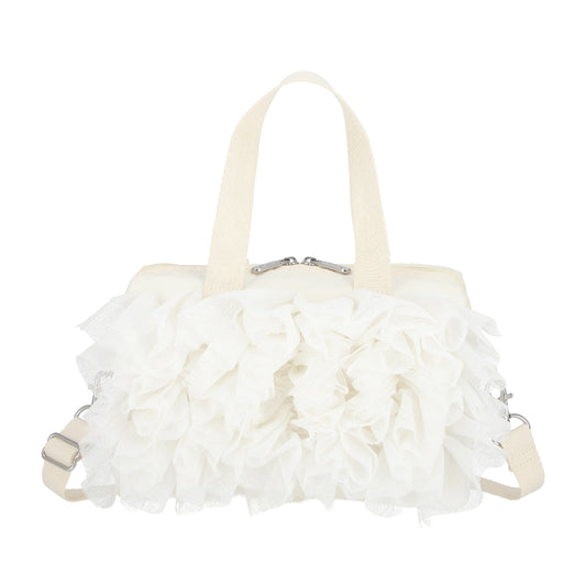 RUFFLE EVERYDAY SM SATCHEL 日常手提兩用包 - 白蕾絲荷葉滾邊