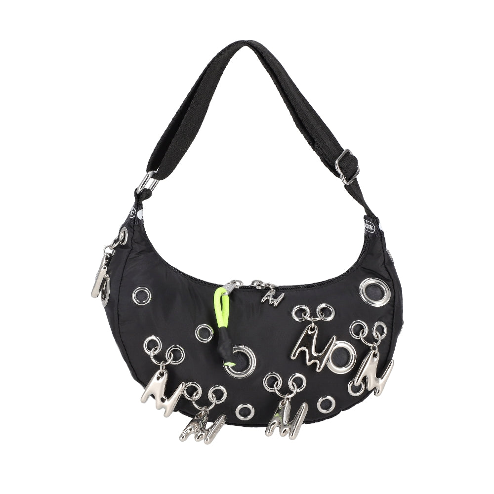 MSGM GROMMET CRESCENT 鉚釘肩背包 - 新月黑