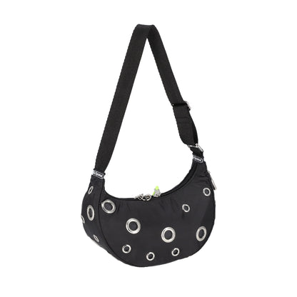 MSGM GROMMET CRESCENT 鉚釘肩背包 - 新月黑