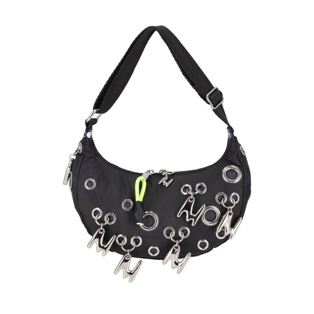 MSGM GROMMET CRESCENT 鉚釘肩背包 - 新月黑