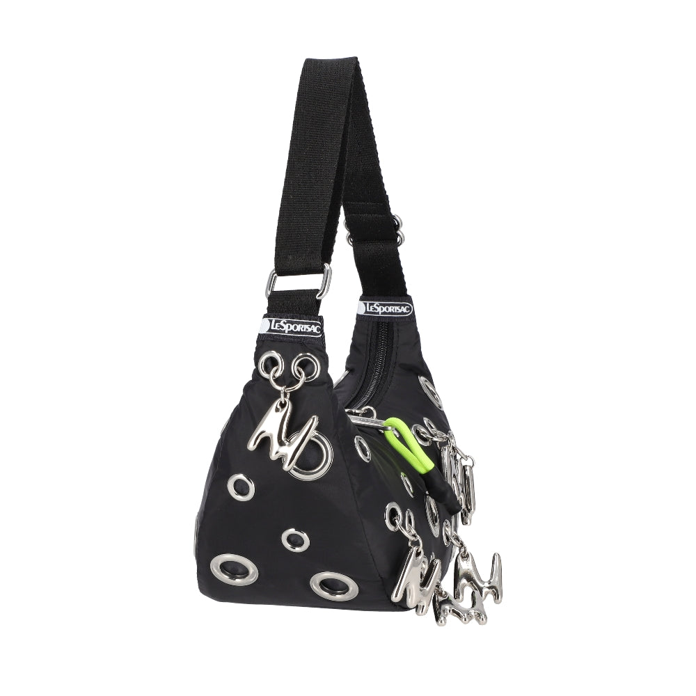 MSGM GROMMET CRESCENT 鉚釘肩背包 - 新月黑