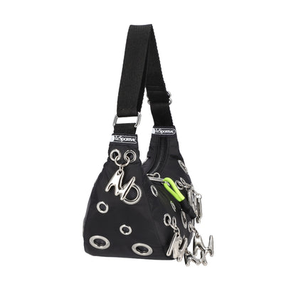 MSGM GROMMET CRESCENT 鉚釘肩背包 - 新月黑