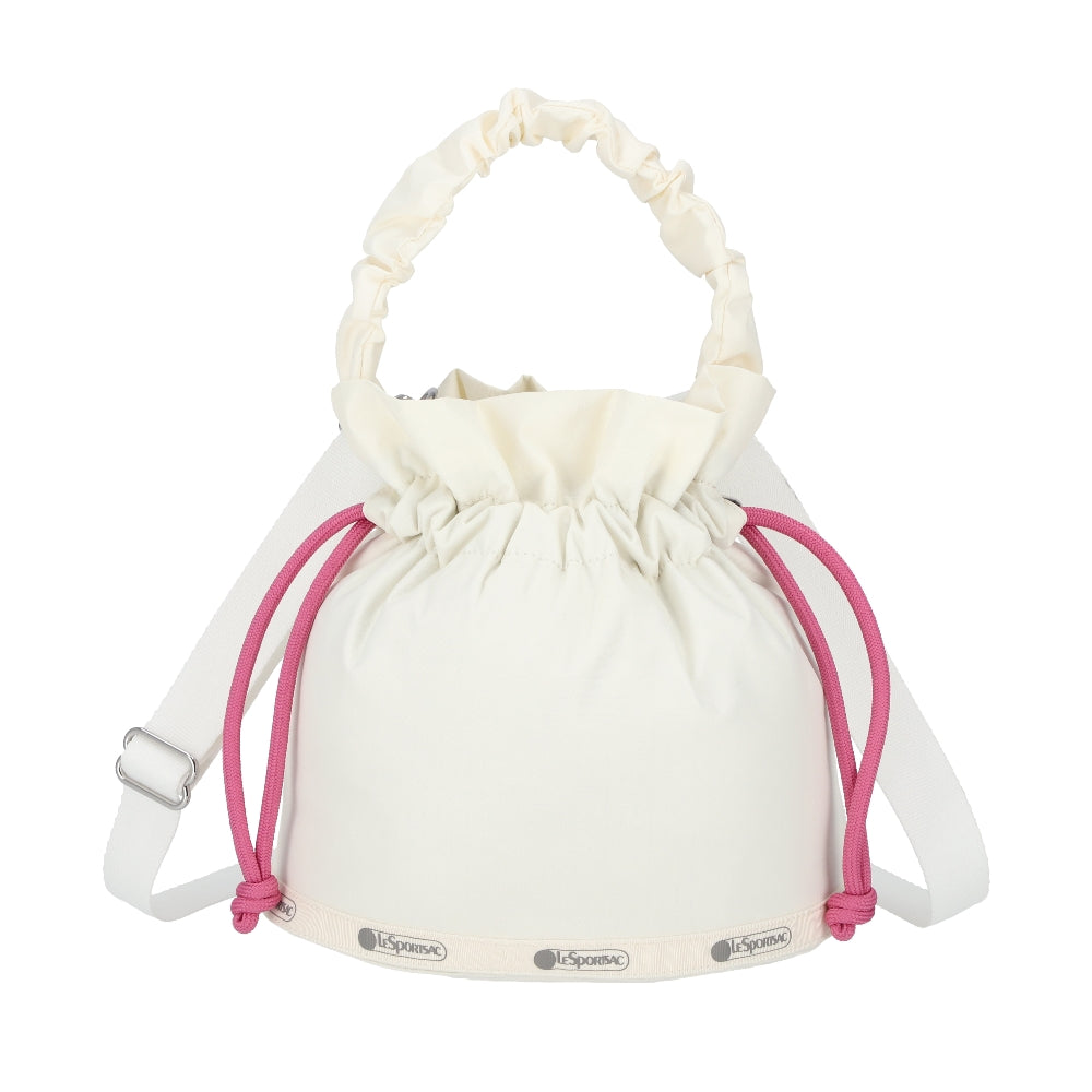 GH DRAWSTRING XBODY 束口斜背包 - 奶霜白/莓果