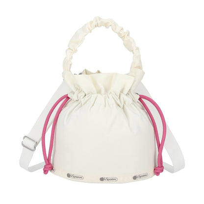 GH DRAWSTRING XBODY 束口斜背包 - 奶霜白/莓果