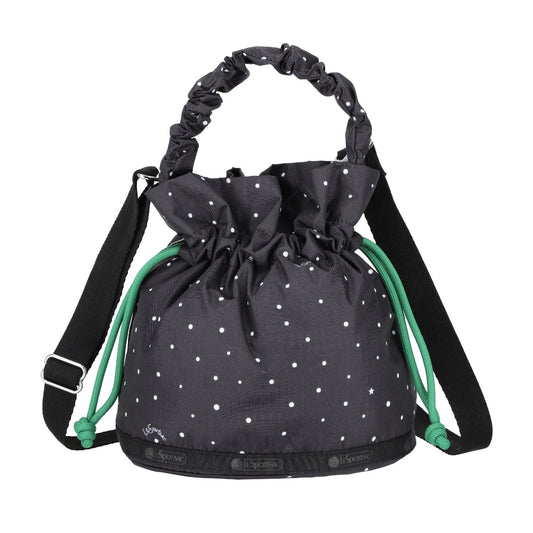 GH DRAWSTRING XBODY 束口斜背包 - 俏皮圓點/綠