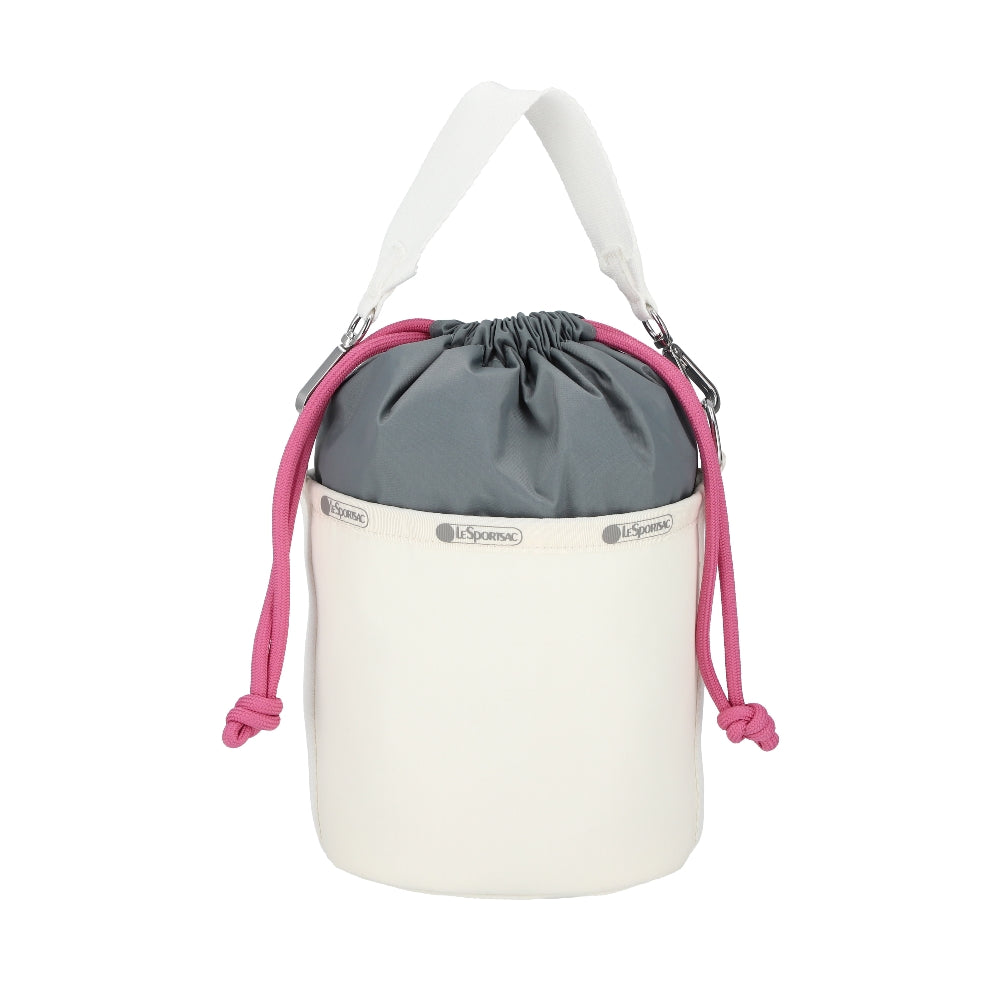 SM DRAWSTRING BUCKET 小型抽繩水桶斜背包 - 奶霜白/莓果
