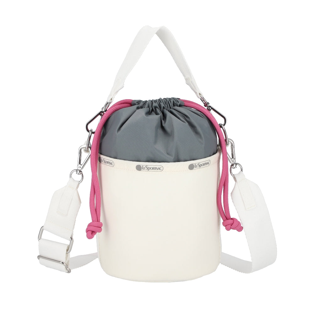 SM DRAWSTRING BUCKET 小型抽繩水桶斜背包 - 奶霜白/莓果