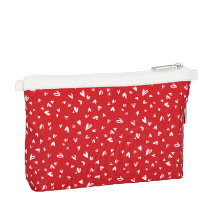 COSMETIC CLUTCH 雙層拉鍊化妝包 - 紅心點點