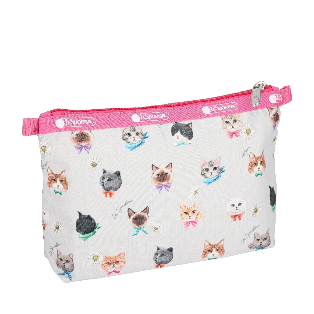COSMETIC CLUTCH 雙層拉鍊化妝包 - 俏皮貓咪