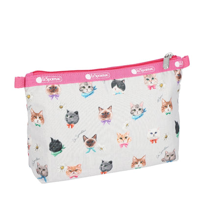 COSMETIC CLUTCH 雙層拉鍊化妝包 - 俏皮貓咪