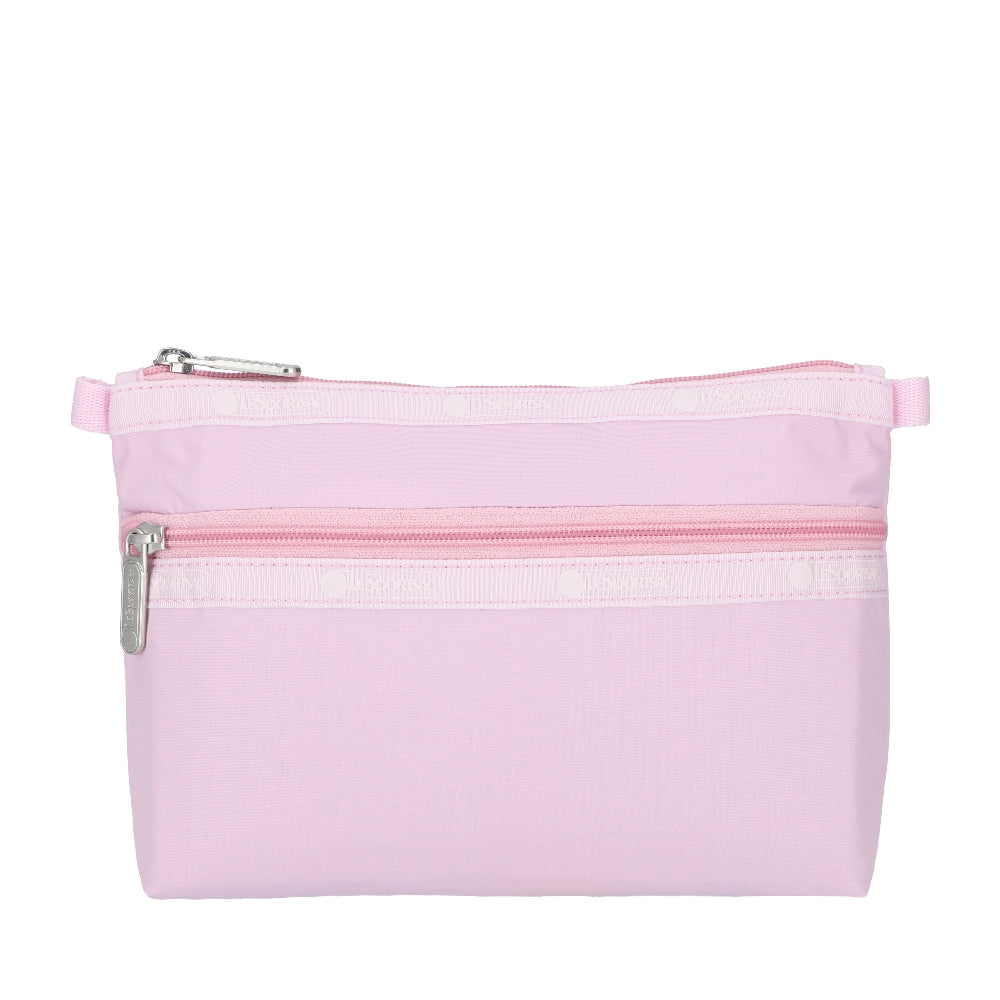 COSMETIC CLUTCH 雙層拉鍊化妝包 - 初雪粉