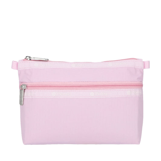 COSMETIC CLUTCH 雙層拉鍊化妝包 - 初雪粉